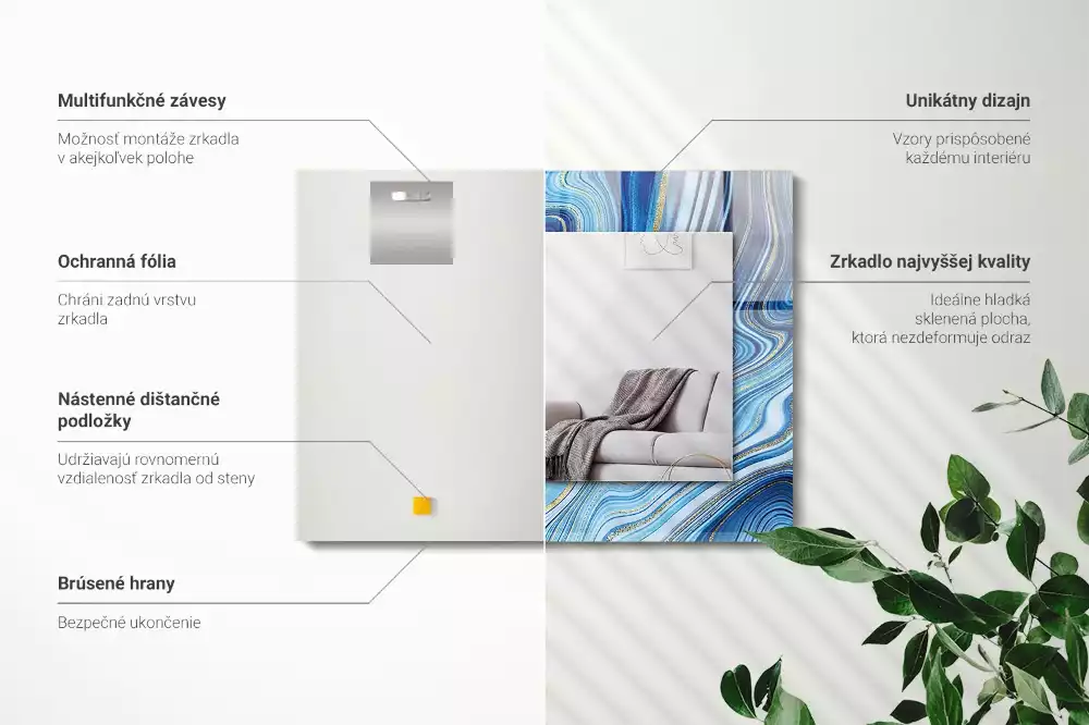 Espelho decorado Padrão azul abstrato