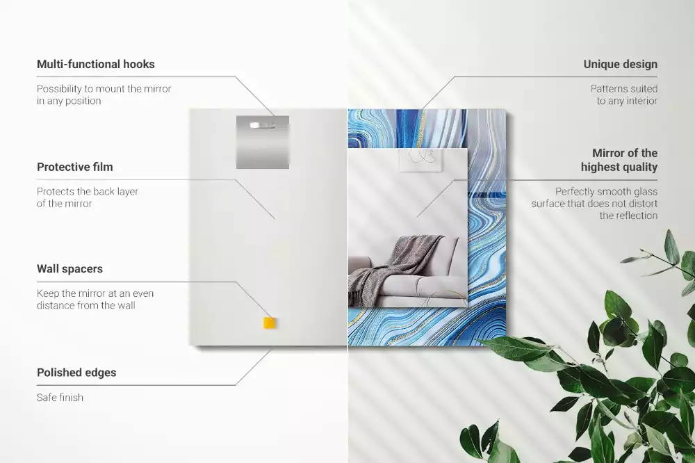 Espelho decorado Padrão azul abstrato