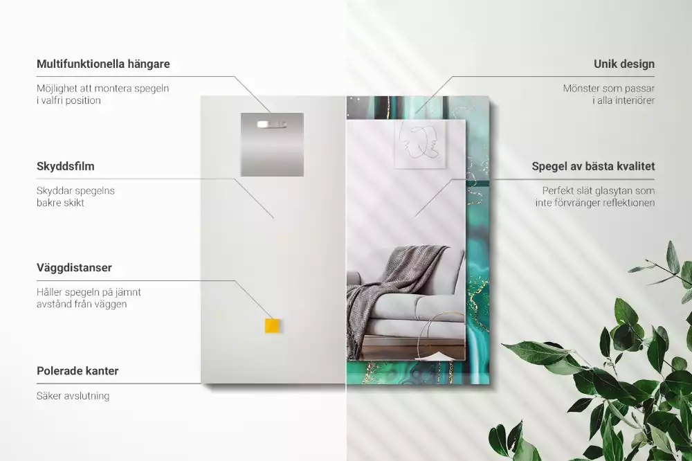 Espelho decorado Textura verde abstrata