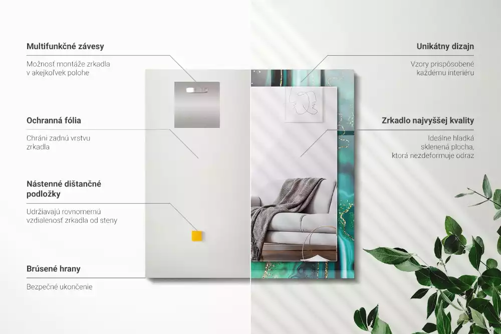 Espelho decorado Textura verde abstrata