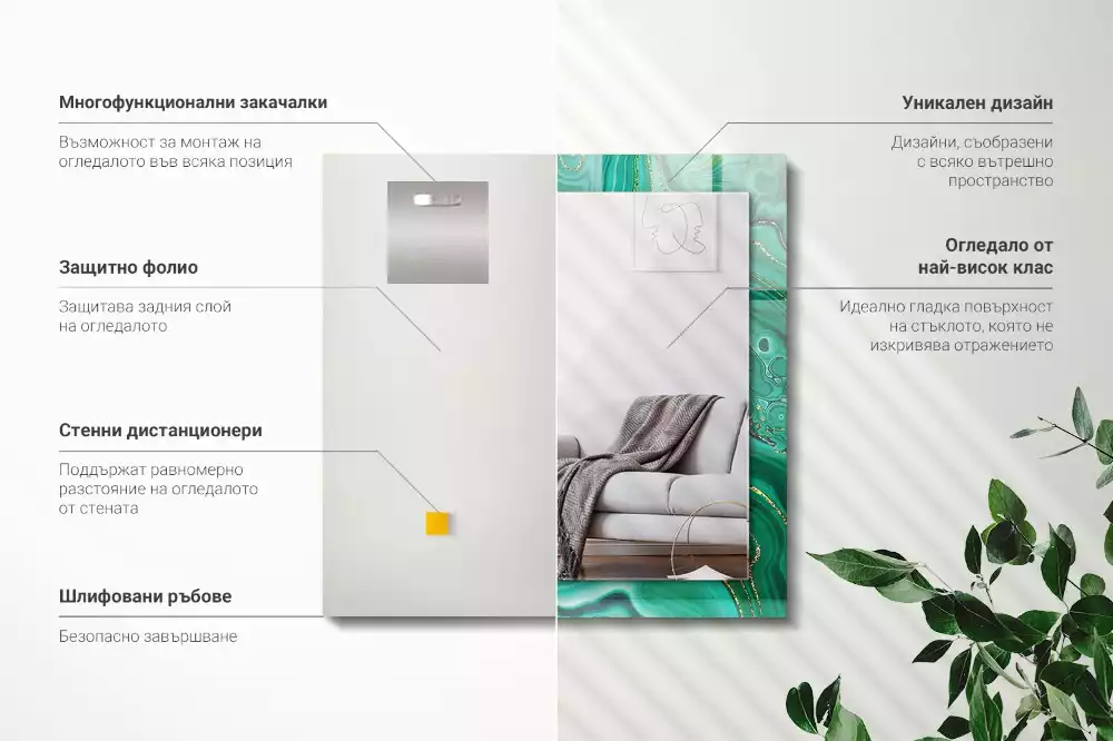 Espelho com moldura decorada Textura verde abstrata