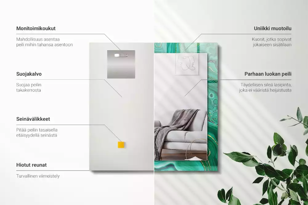 Espelho com moldura decorada Textura verde abstrata