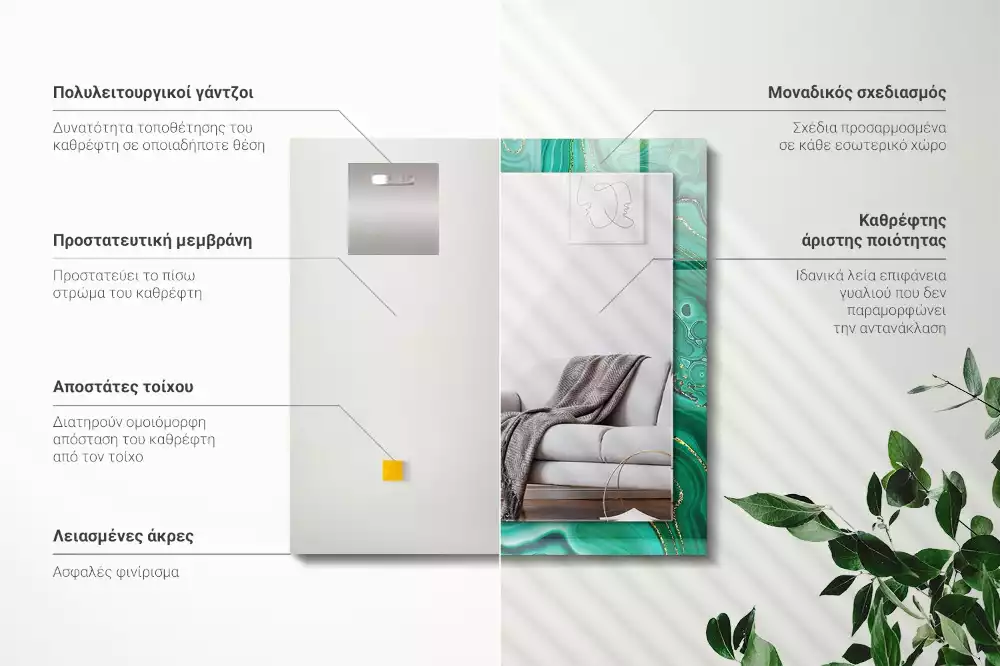 Espelho com moldura decorada Textura verde abstrata