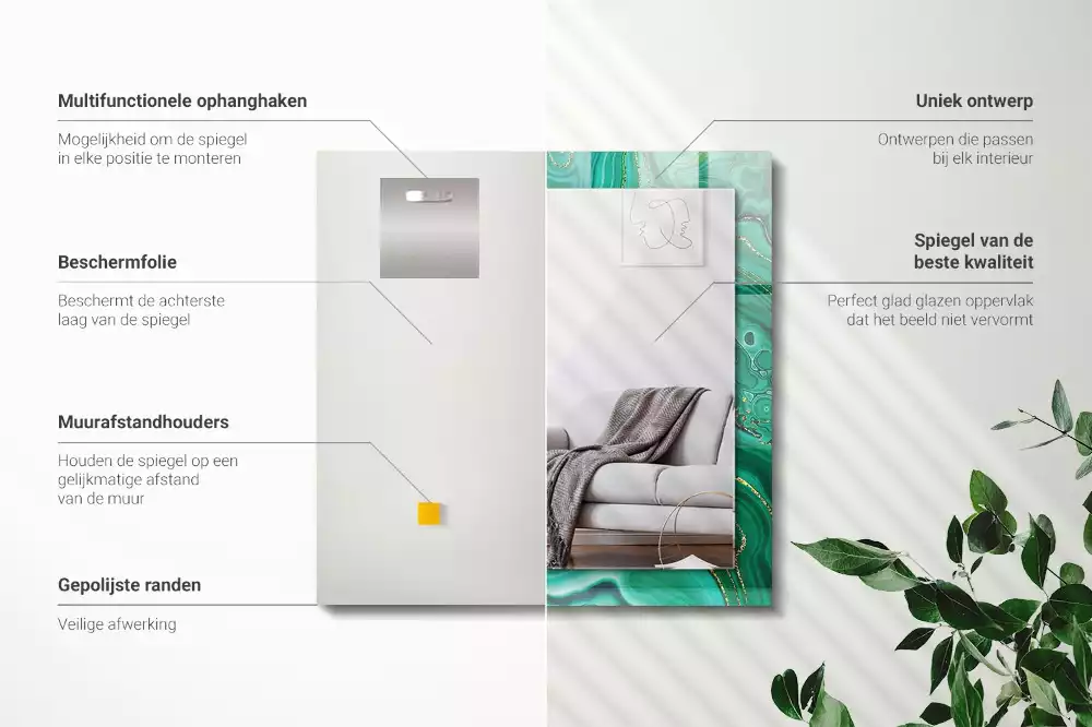 Espelho com moldura decorada Textura verde abstrata