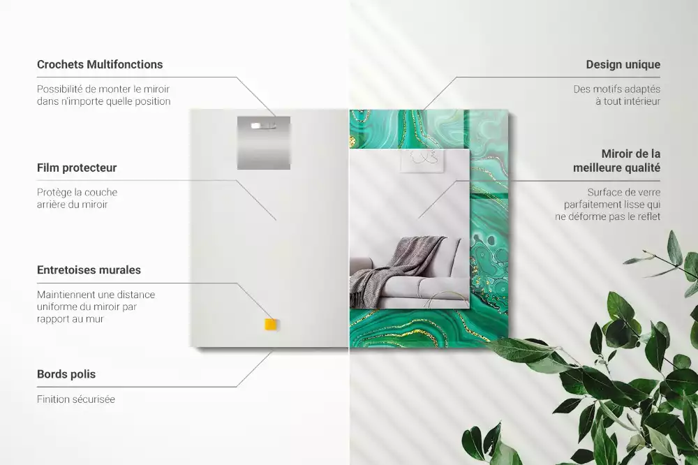 Espelho com moldura decorada Textura verde abstrata