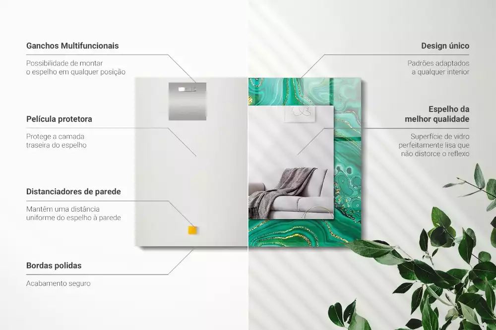 Espelho com moldura decorada Textura verde abstrata