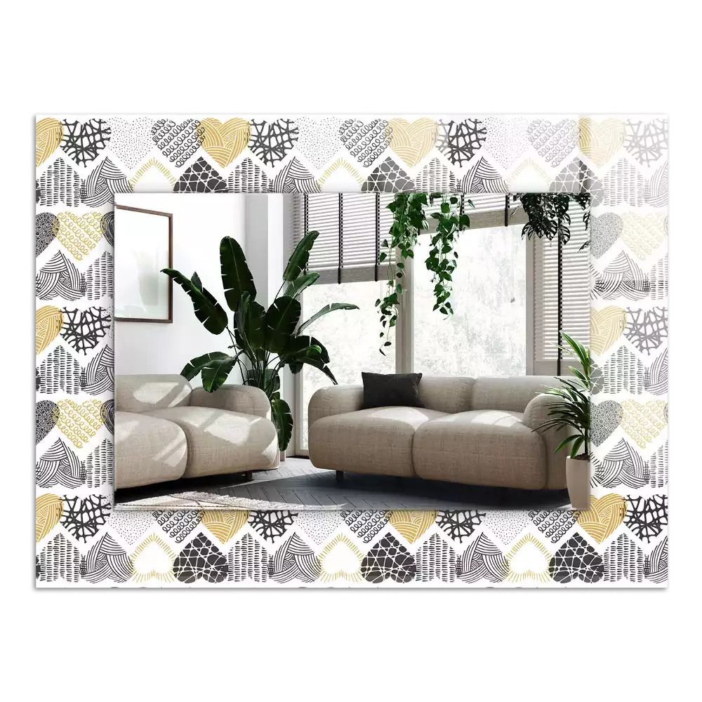 Espelho com moldura decorada Corações Coloridos