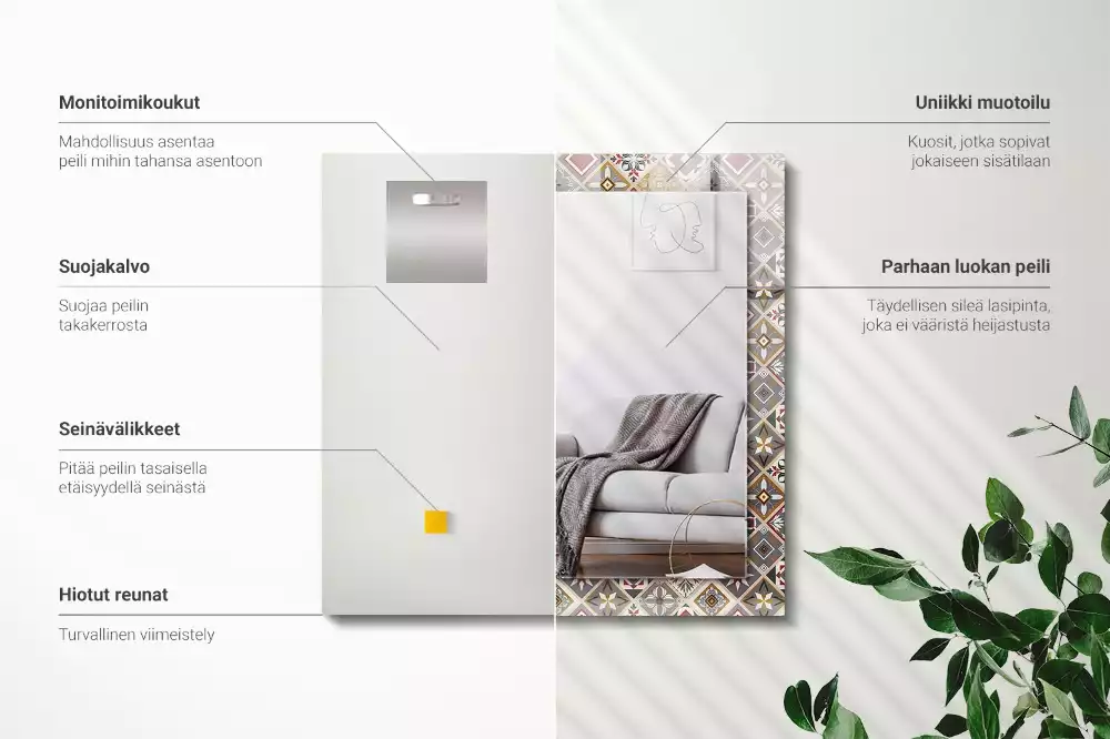 Espelho com moldura decorada Padrões de azulejos coloridos