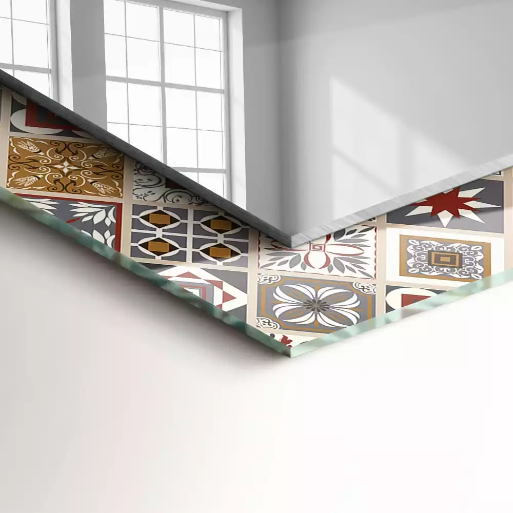 Espelho com moldura decorada Padrões de azulejos coloridos