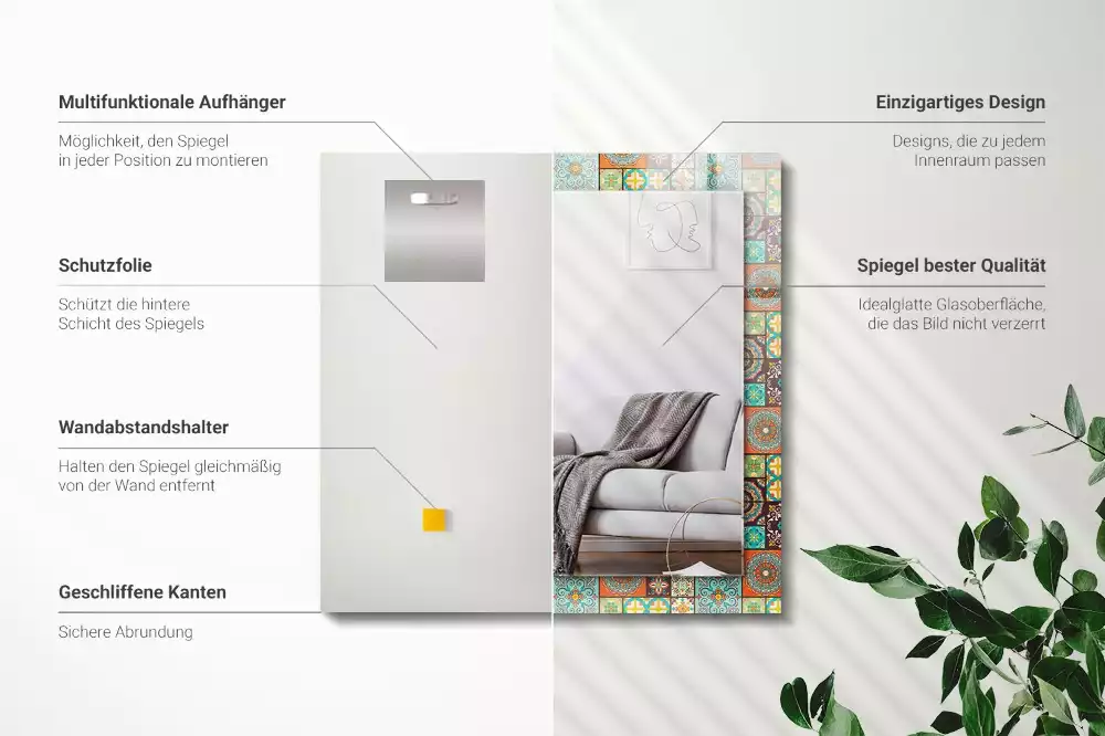 Espelho decorativo Azulejos de mosaico coloridos