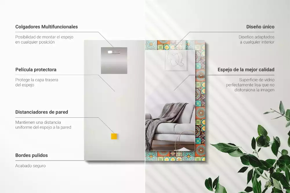 Espelho decorativo Azulejos de mosaico coloridos