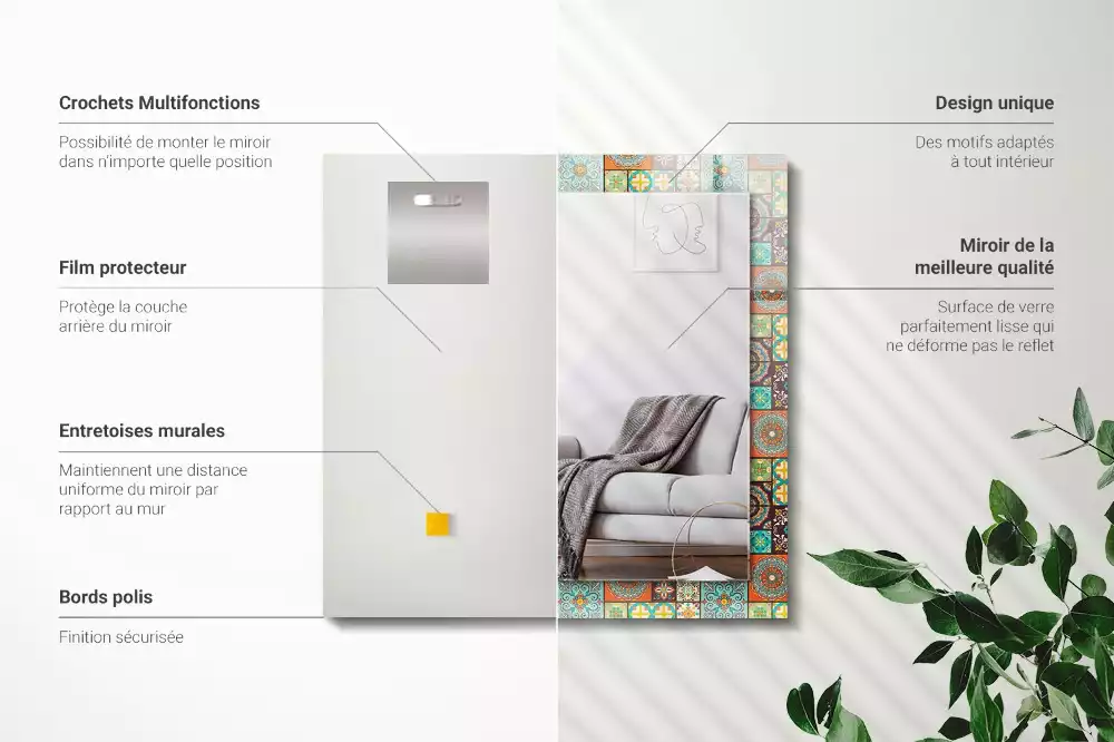 Espelho decorativo Azulejos de mosaico coloridos