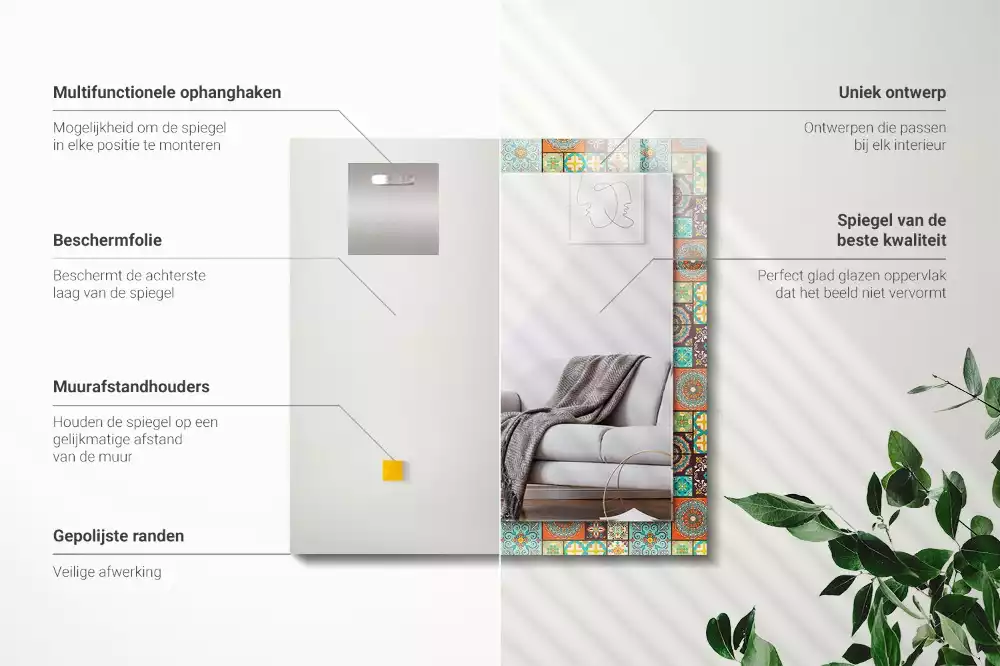 Espelho decorativo Azulejos de mosaico coloridos