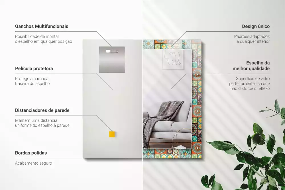 Espelho decorativo Azulejos de mosaico coloridos