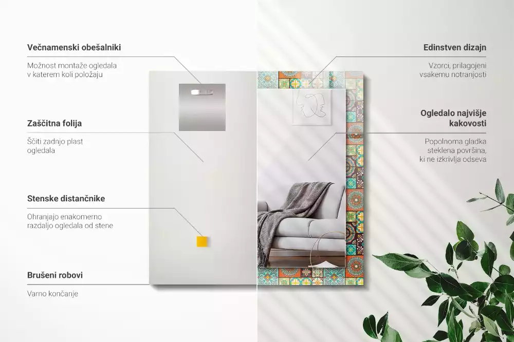 Espelho decorativo Azulejos de mosaico coloridos