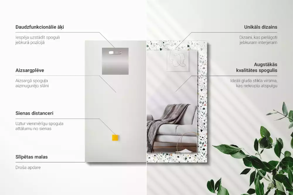 Espelho decorado Padrão de mosaico de terrazzo