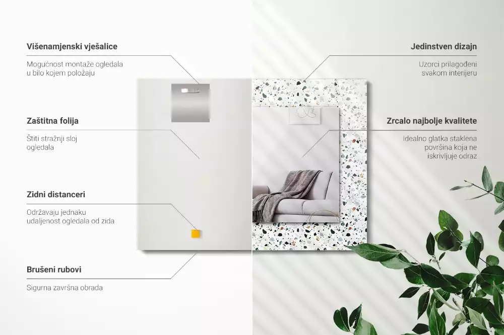 Espelho decorado Padrão de mosaico de terrazzo