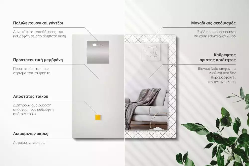 Espelho decorativo Linhas de padrão xadrez