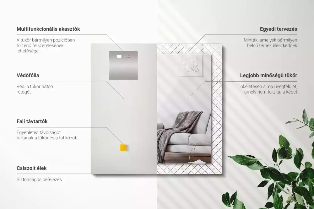 Espelho decorativo Linhas de padrão xadrez