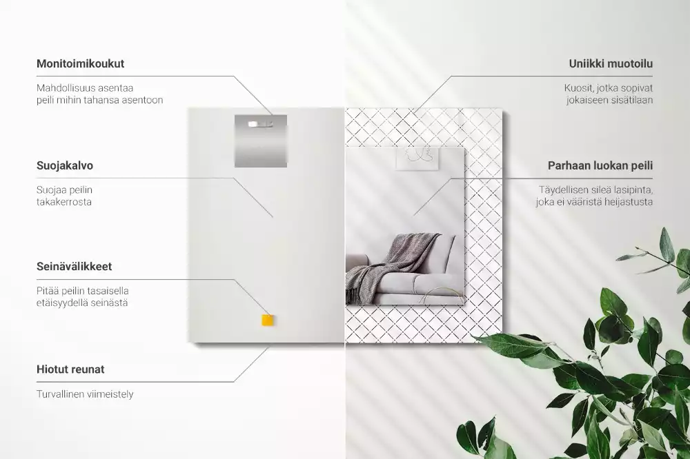 Espelho decorativo Linhas de padrão xadrez