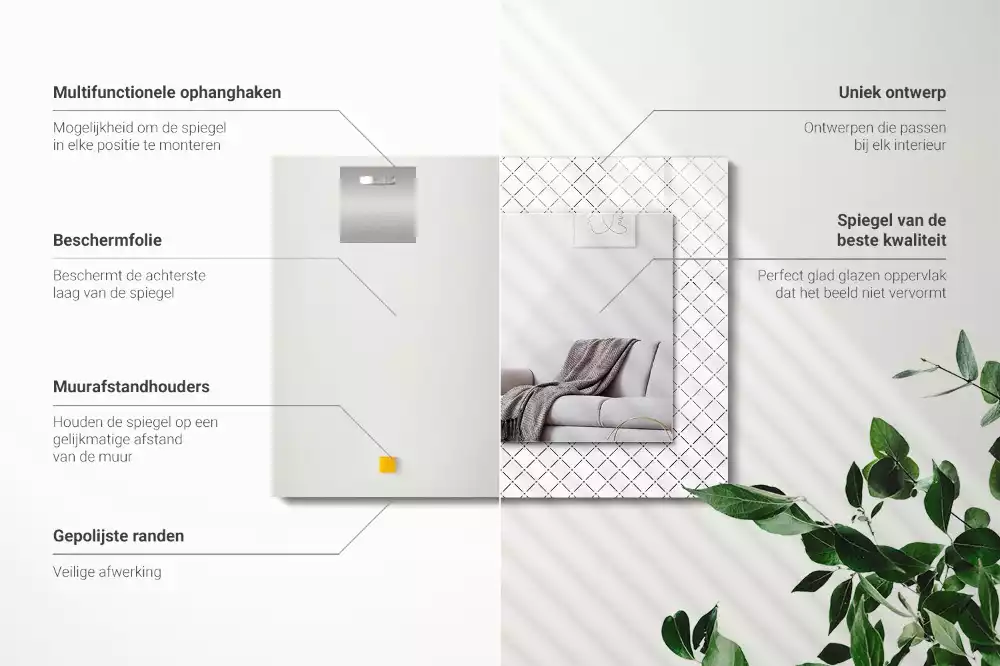 Espelho decorativo Linhas de padrão xadrez