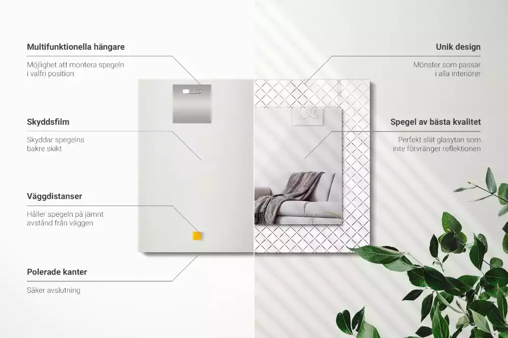 Espelho decorativo Linhas de padrão xadrez