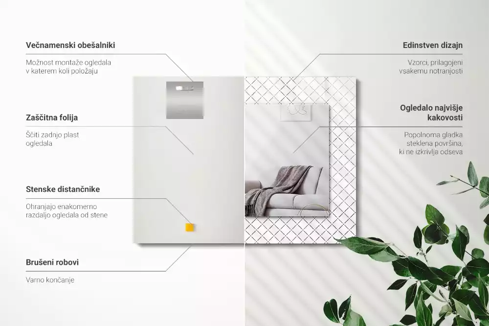 Espelho decorativo Linhas de padrão xadrez