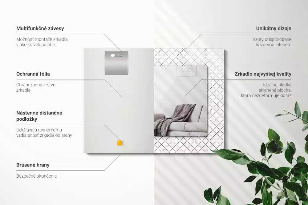 Espelho decorativo Linhas de padrão xadrez