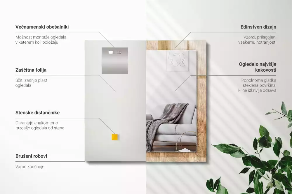 Espelho com moldura decorada Textura de madeira