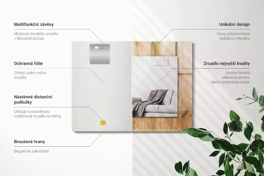 Espelho com moldura decorada Textura de madeira