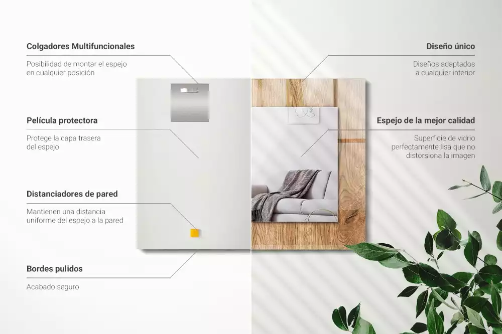 Espelho com moldura decorada Textura de madeira