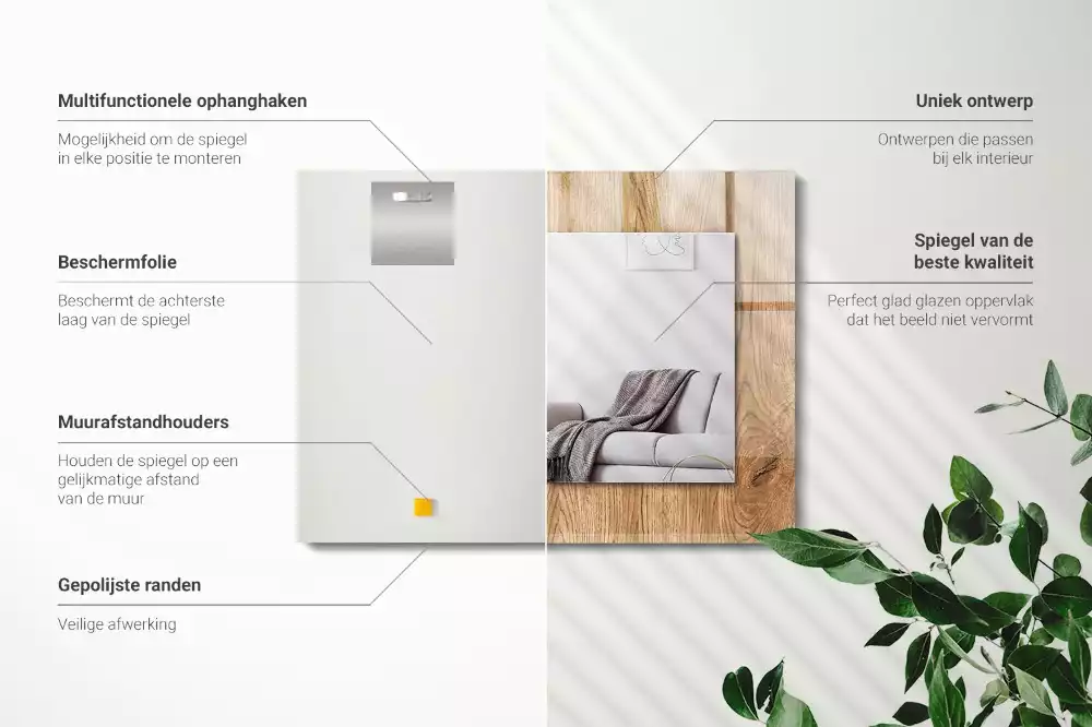 Espelho com moldura decorada Textura de madeira