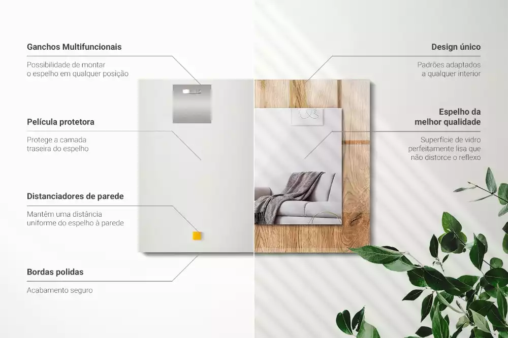 Espelho com moldura decorada Textura de madeira