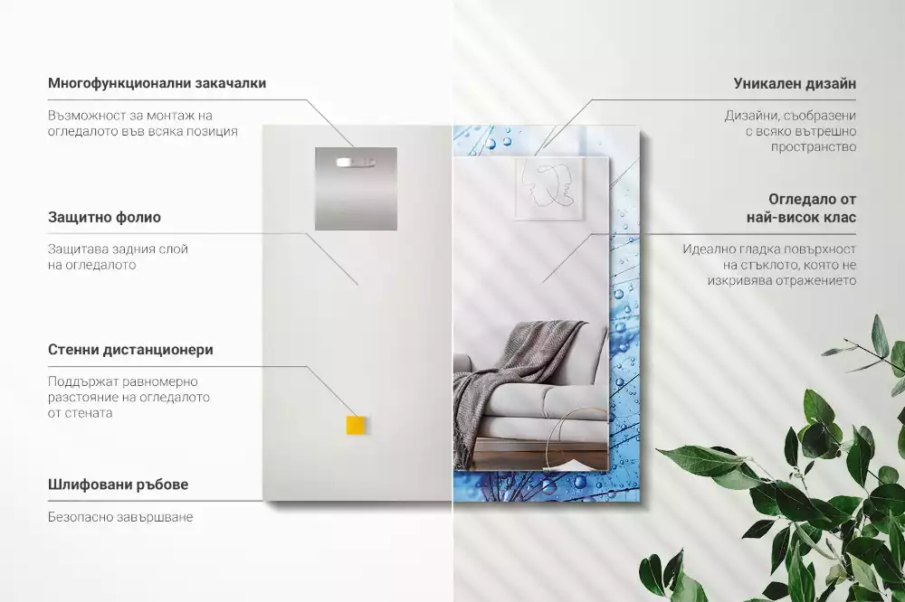 Espelho decorado Gotas em dentes-de-leão