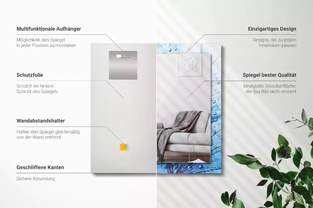 Espelho decorado Gotas em dentes-de-leão