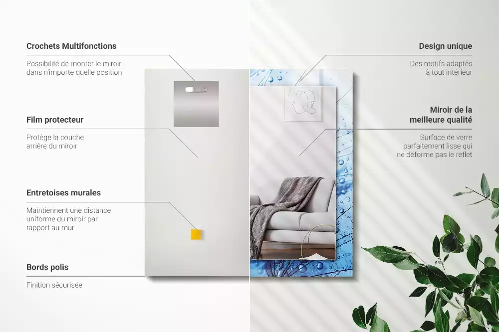 Espelho decorado Gotas em dentes-de-leão