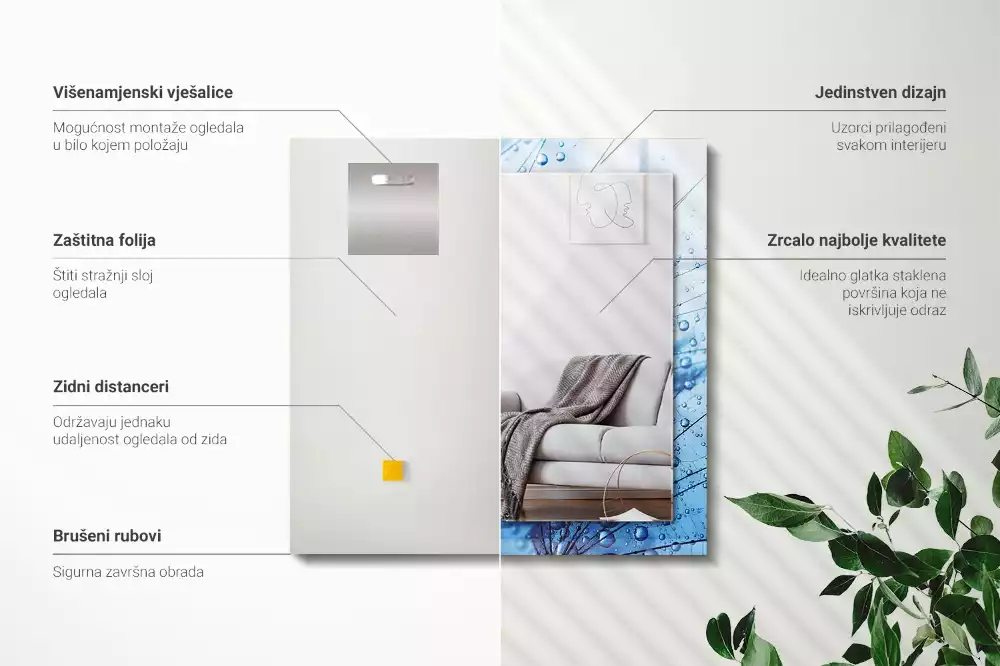 Espelho decorado Gotas em dentes-de-leão