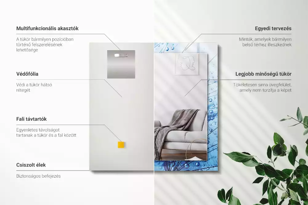 Espelho decorado Gotas em dentes-de-leão