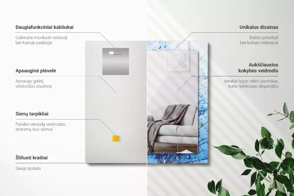 Espelho decorado Gotas em dentes-de-leão