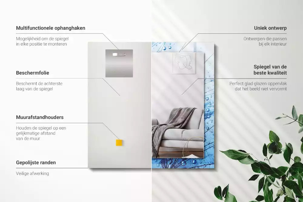 Espelho decorado Gotas em dentes-de-leão