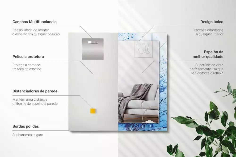 Espelho decorado Gotas em dentes-de-leão