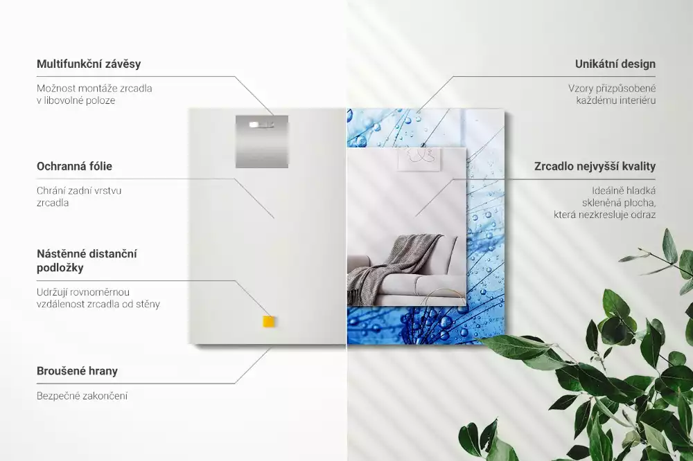 Espelho decorado Gotas em dentes-de-leão