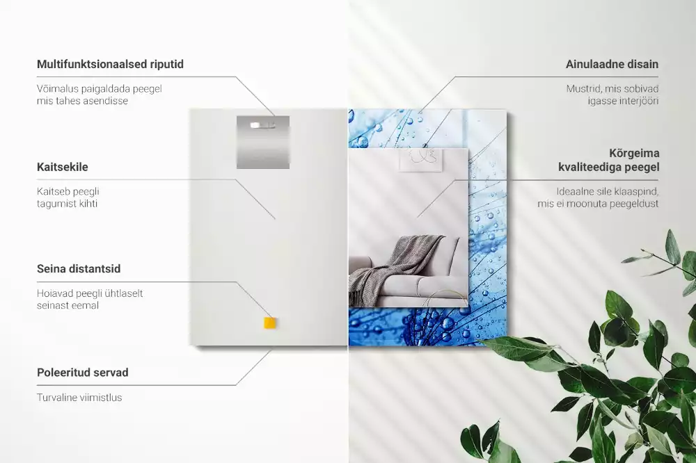 Espelho decorado Gotas em dentes-de-leão