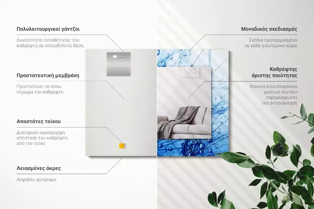 Espelho decorado Gotas em dentes-de-leão