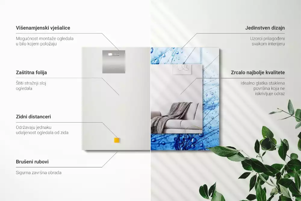 Espelho decorado Gotas em dentes-de-leão