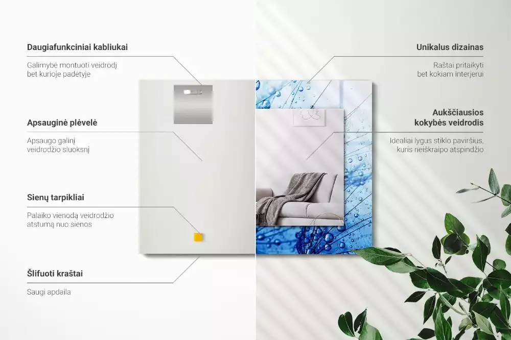 Espelho decorado Gotas em dentes-de-leão