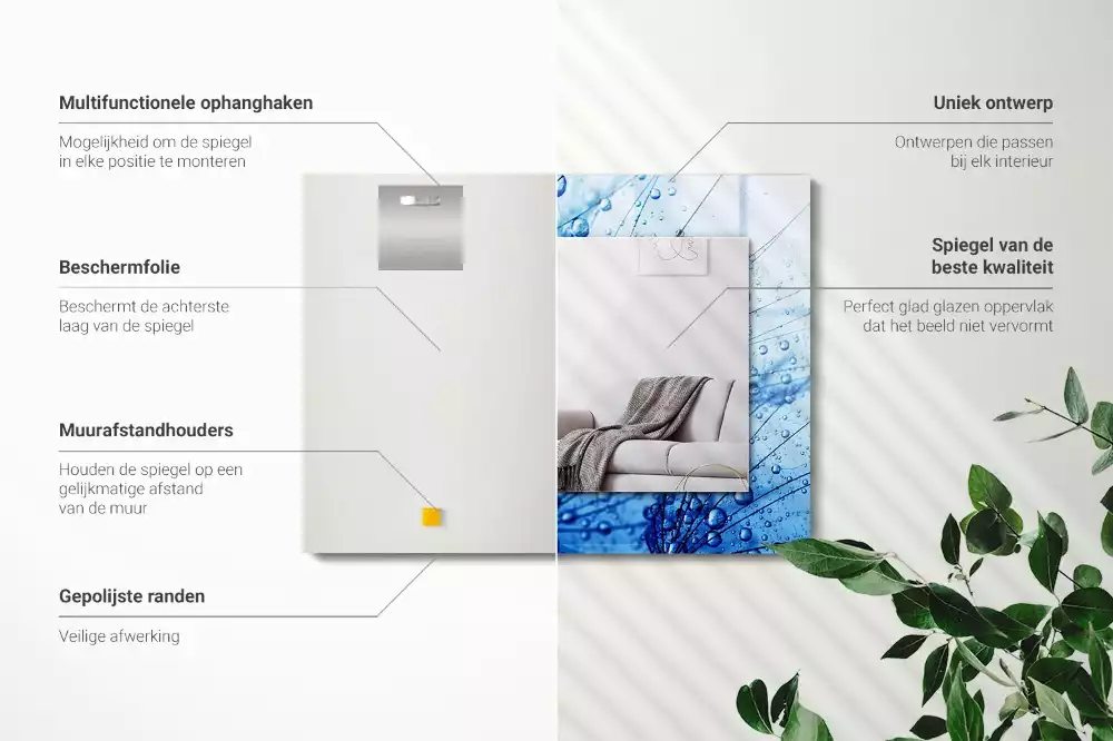 Espelho decorado Gotas em dentes-de-leão