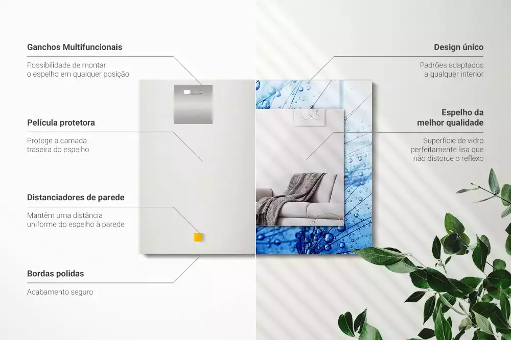 Espelho decorado Gotas em dentes-de-leão