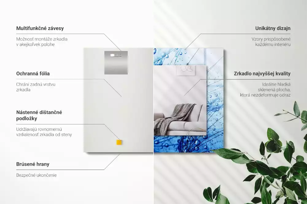 Espelho decorado Gotas em dentes-de-leão