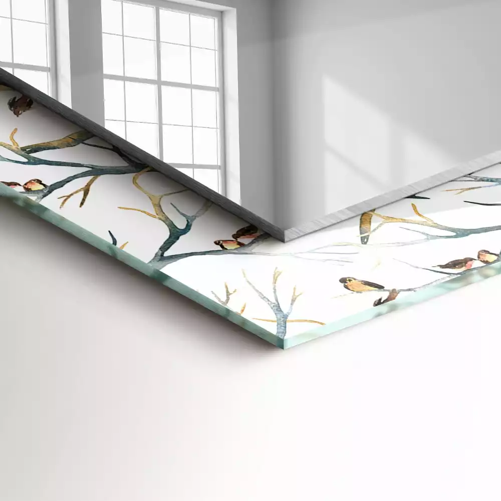 Espelho com moldura decorada Pássaros nos galhos